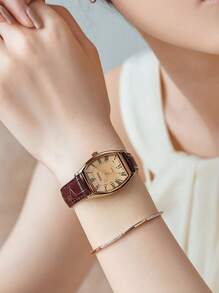 Đồng hồ thạch anh tối giản 1 cái - màu nâu - Xem 3