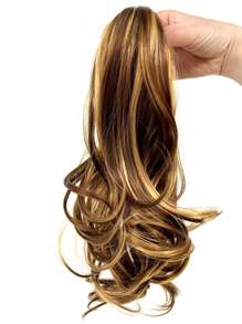 小波浪彩色14英寸短馬尾合成纖維接髮帶爪適合女士 - 彩色 - 查看 1