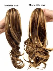 小波浪彩色14英寸短馬尾合成纖維接髮帶爪適合女士 - 彩色 - 查看 4