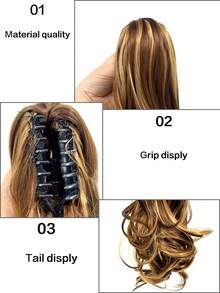 小波浪彩色14英寸短馬尾合成纖維接髮帶爪適合女士 - 彩色 - 查看 5