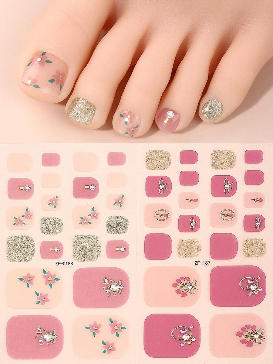 Beauty Sticker 2 tấm Nhãn dán nghệ thuật móng chân lấp lánh & 1 dũa móng tay - Nhiều màu - Xem 1