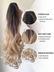 小波浪漸層22英寸長款馬尾合成纖維接髮帶爪 - 彩色 - 查看 3