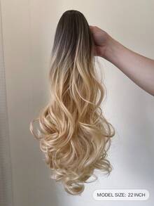 小波浪漸層22英寸長款馬尾合成纖維接髮帶爪 - 彩色 - 查看 4