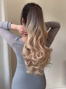 小波浪漸層22英寸長款馬尾合成纖維接髮帶爪 - 彩色 - 查看 5