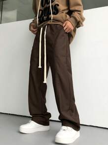 Claim Dot Quần Nam Dây kéo Túi màu trơn Giải trí - màu nâu - Xem 2