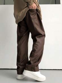 Claim Dot Quần Nam Dây kéo Túi màu trơn Giải trí - màu nâu - Xem 3