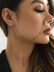 1入組珠子裝飾鼻環帶鏈子至耳朵 - 彩色 - 查看 1