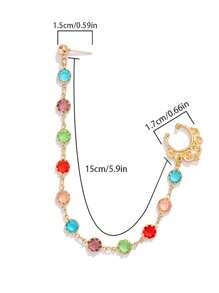 1入組珠子裝飾鼻環帶鏈子至耳朵 - 彩色 - 查看 3