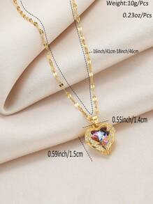 1入組不鏽鋼18K鍍金海洋心形寶石吊墜夏季項鍊 - 金黃色 - 查看 2