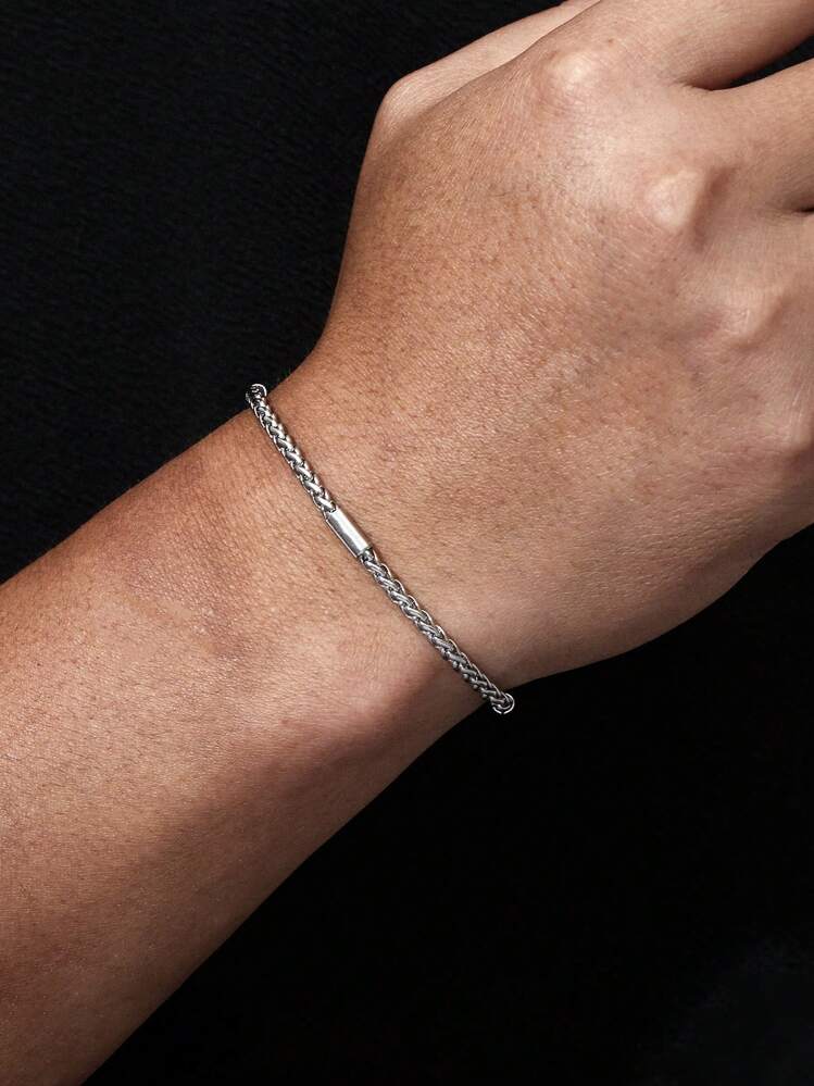1 Thép Không Gỉ Thời Trang Tối Giản Dây Chuyền Vòng Tay Nam Cho Trang Trí Hàng Ngày Cho Vẻ Ngoài Phong Cách Thời Trang Punk - Bạc - Xem 3