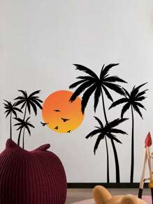 1 PVC Decal Dán Tường, Mặt Trời Hiện Đại & Hoa Văn Cây Dừa Dán Tường Cho Trang Trí Tường Nhà - Nhiều màu - Xem 3