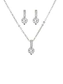 rakol 3入組/套極簡圓設計方晶鋯石裝飾首飾套裝適合女士(耳環和項鏈)適合派對宴會婚禮