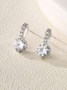 rakol 3入組/套極簡圓設計方晶鋯石裝飾首飾套裝適合女士(耳環和項鏈)適合派對宴會婚禮