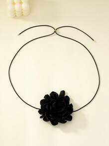 1入組時尚滌綸花朵裝飾頸鏈適合女士日常裝飾 - 彩色 - 查看 2