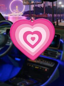 1pc Heart Design Paper Car Hanging Air Freshener - Coral Pink - View 1