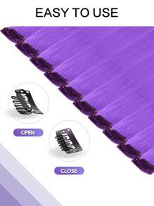 6 cái Clip thẳng màu tím dài 22 inch trong sợi tóc tổng hợp - Màu tím - Xem 5