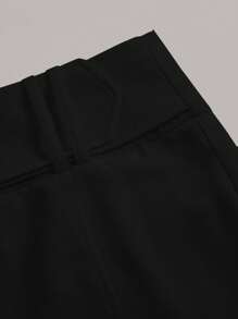 SHEIN ICON Solid Belted Skirt - Black - View 3