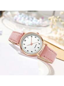 Đồng hồ thạch anh tối giản 1pc - Hồng - Xem 2