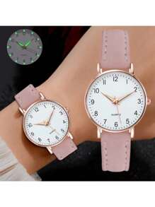 Đồng hồ thạch anh tối giản 1pc - Hồng - Xem 4