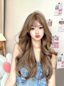 alicegarden Body Wave Gold 24 Inch Long Synthetic Wig With Bangs For Women - Gold - View 1