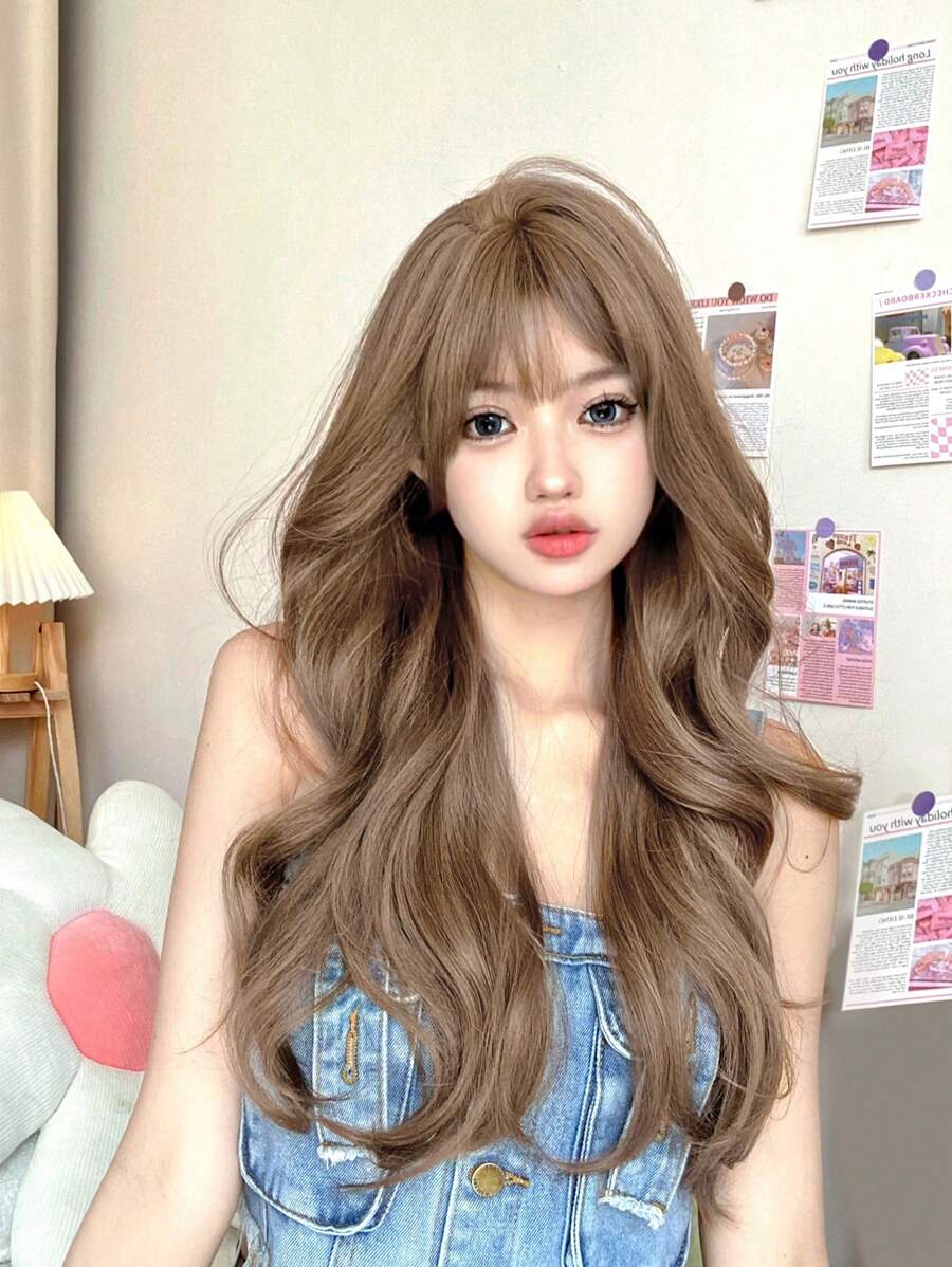 alicegarden Body Wave Gold 24 Inch Long Synthetic Wig With Bangs For Women - Gold - View 1