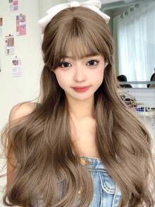 alicegarden Body Wave Gold 24 Inch Long Synthetic Wig With Bangs For Women - Gold - View 3