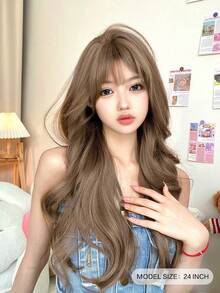 alicegarden Body Wave Gold 24 Inch Long Synthetic Wig With Bangs For Women - Gold - View 4