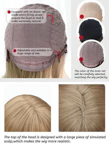 alicegarden Body Wave Gold 24 Inch Long Synthetic Wig With Bangs For Women - Gold - View 7