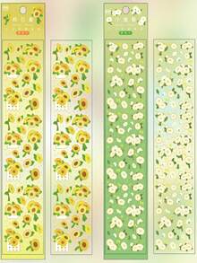 8入組花朵圖案多種創意多用途裝飾貼紙適用於DIY手掌裝飾用品 - 彩色 - 查看 5