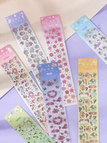 8入組花朵圖案多種創意多用途裝飾貼紙適用於DIY手掌裝飾用品 - 彩色 - 查看 1