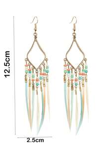 bông tai hình lông vũ nhiều màu sắc tinh tế cho nữ theo phong cách Bohemian - Nhiều màu - Xem 3