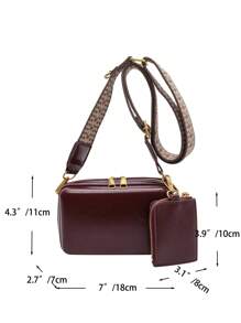 迷你方形包配零钱包复古，勃艮第包，包包，新年理想礼物，女士包配小钱包，时尚勃艮第包