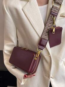 迷你方形包配零钱包复古，勃艮第包，包包，新年理想礼物，女士包配小钱包，时尚勃艮第包