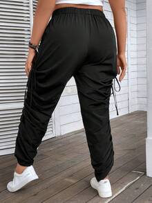 Flirla Pantalones con cordón lateral fruncido - Negro - Ver 2