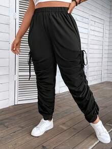 Flirla Pantalones con cordón lateral fruncido - Negro - Ver 3