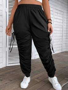 Flirla Pantalones con cordón lateral fruncido - Negro - Ver 4