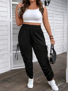 Flirla Pantalones con cordón lateral fruncido - Negro - Ver 6