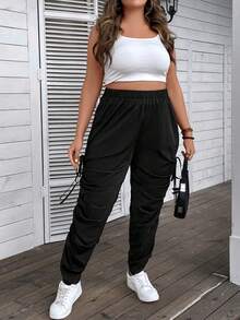 Flirla Pantalones con cordón lateral fruncido - Negro - Ver 7