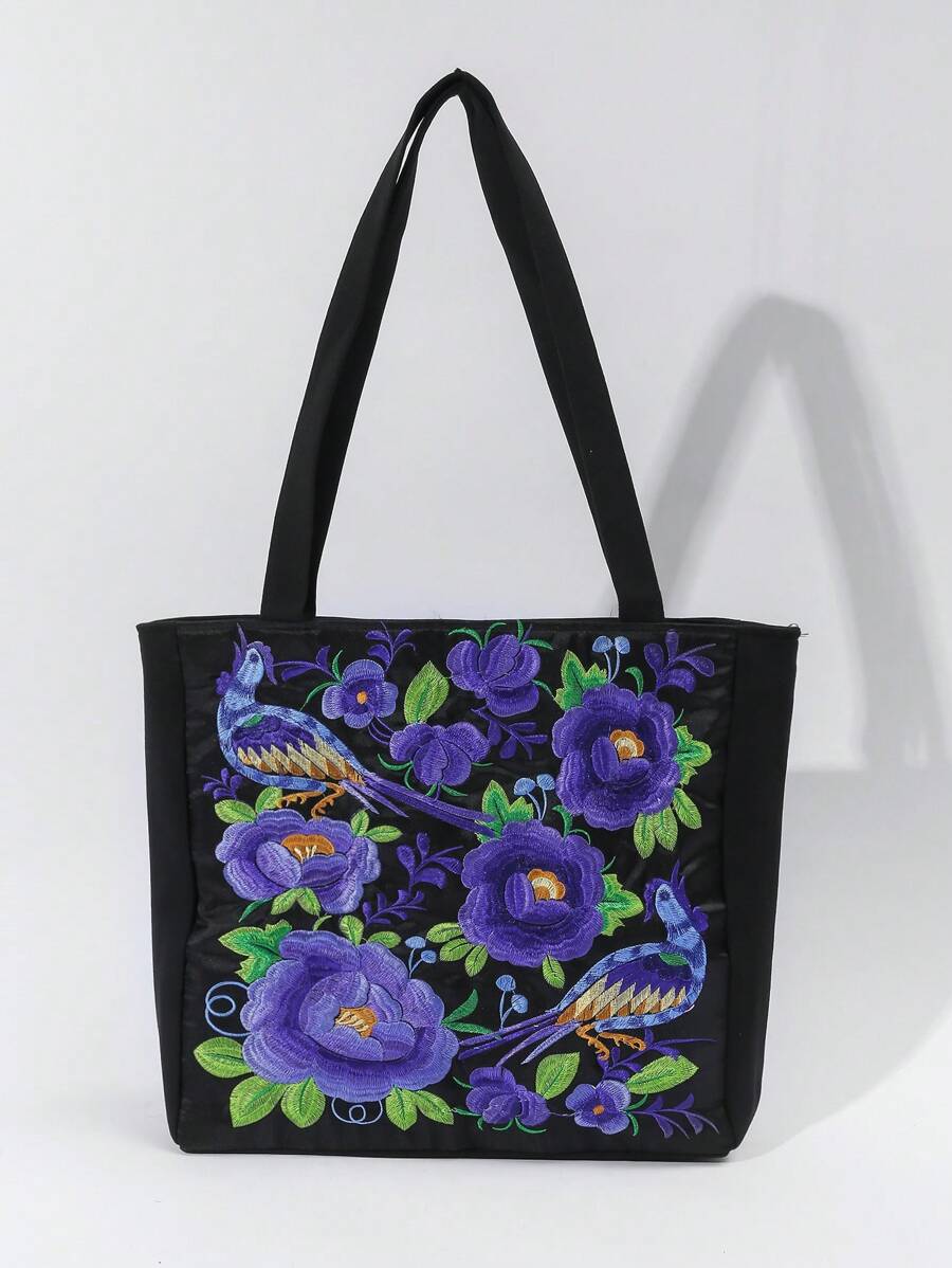 中等購物袋花卉刺繡度假 - 彩色 - 查看 1