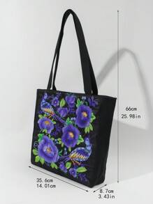 中等購物袋花卉刺繡度假 - 彩色 - 查看 4