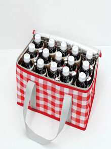 1 Thảm dã ngoại ngoài trời họa tiết kẻ sọc chống nước & 1 Túi dã ngoại - Đỏ và trắng - Xem 2