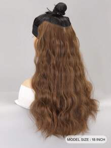 小波浪燈棕色18-22英寸V形夾片合成纖維接髮適合女士