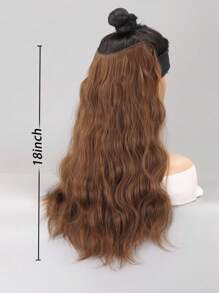 小波浪燈棕色18-22英寸V形夾片合成纖維接髮適合女士