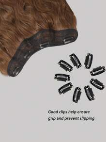 小波浪燈棕色18-22英寸V形夾片合成纖維接髮適合女士