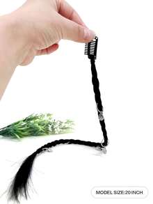 2pcs Black 20 Inch Medium Braiding Clip In Synthetic Hair Extension - Black - View 2