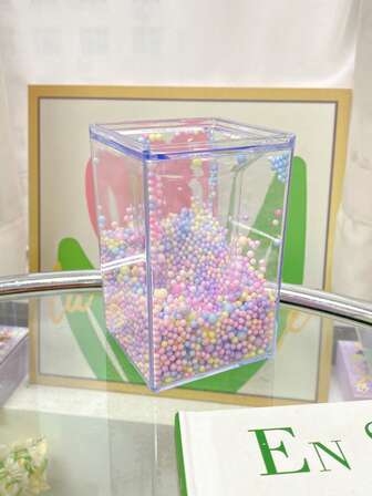 1入組珠子裝飾筆創意多用途書桌文具收納盒適用於學生文具收納