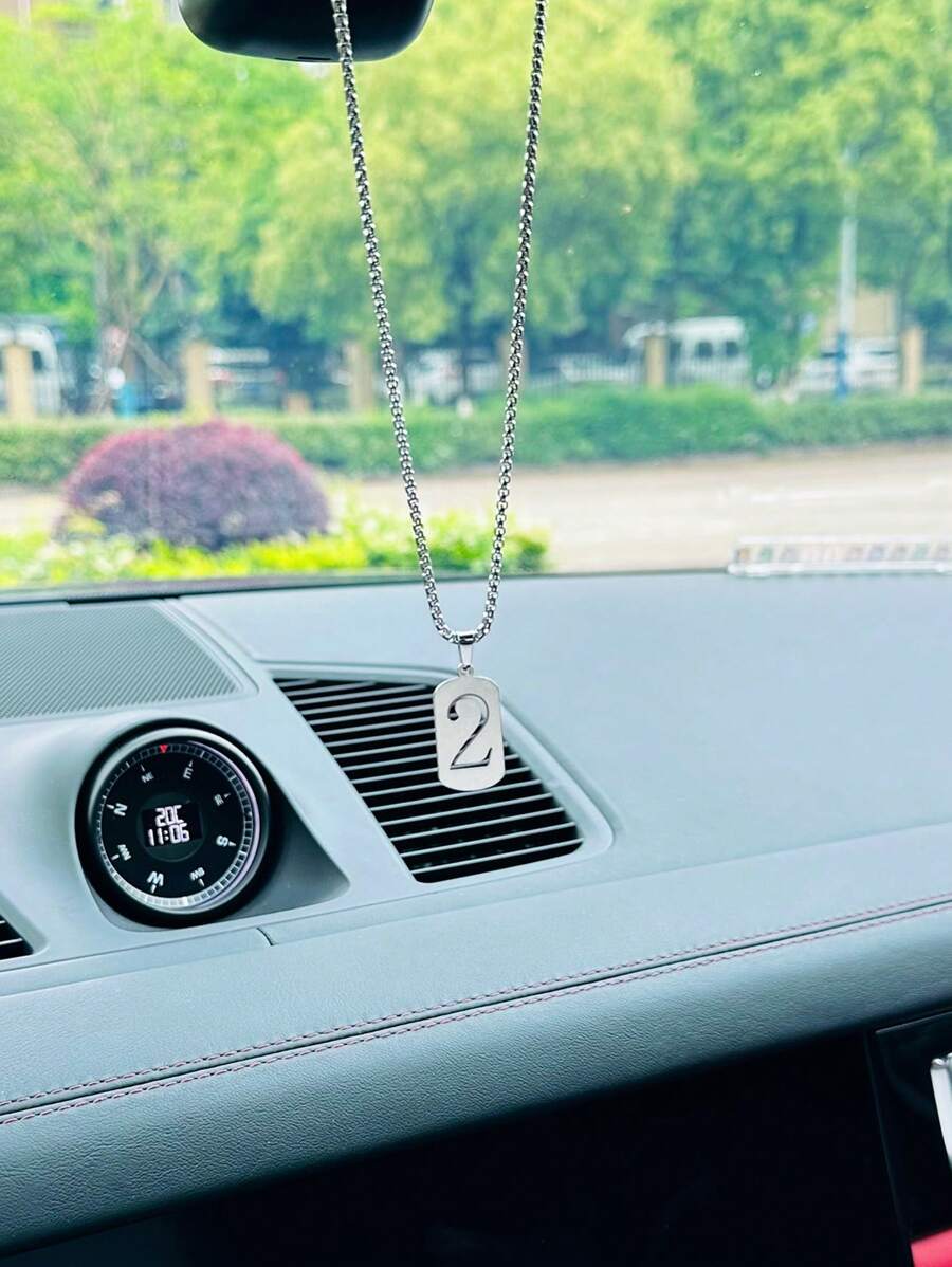 1 cái Số Thiết Kế Đồ Trang Trí Treo Ô Tô Bằng Thép Không Gỉ - Bạc - Xem 1