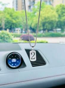 1 cái Số Thiết Kế Đồ Trang Trí Treo Ô Tô Bằng Thép Không Gỉ - Bạc - Xem 4