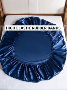 4入组/套素色緞面床單套裝不附帶1入組床墊套和1入組床單和2入組極簡風格織物床單套裝適用於 - 藏蓝色 - 查看 5