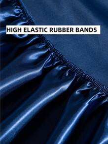 4入组/套素色緞面床單套裝不附帶1入組床墊套和1入組床單和2入組極簡風格織物床單套裝適用於 - 藏蓝色 - 查看 10